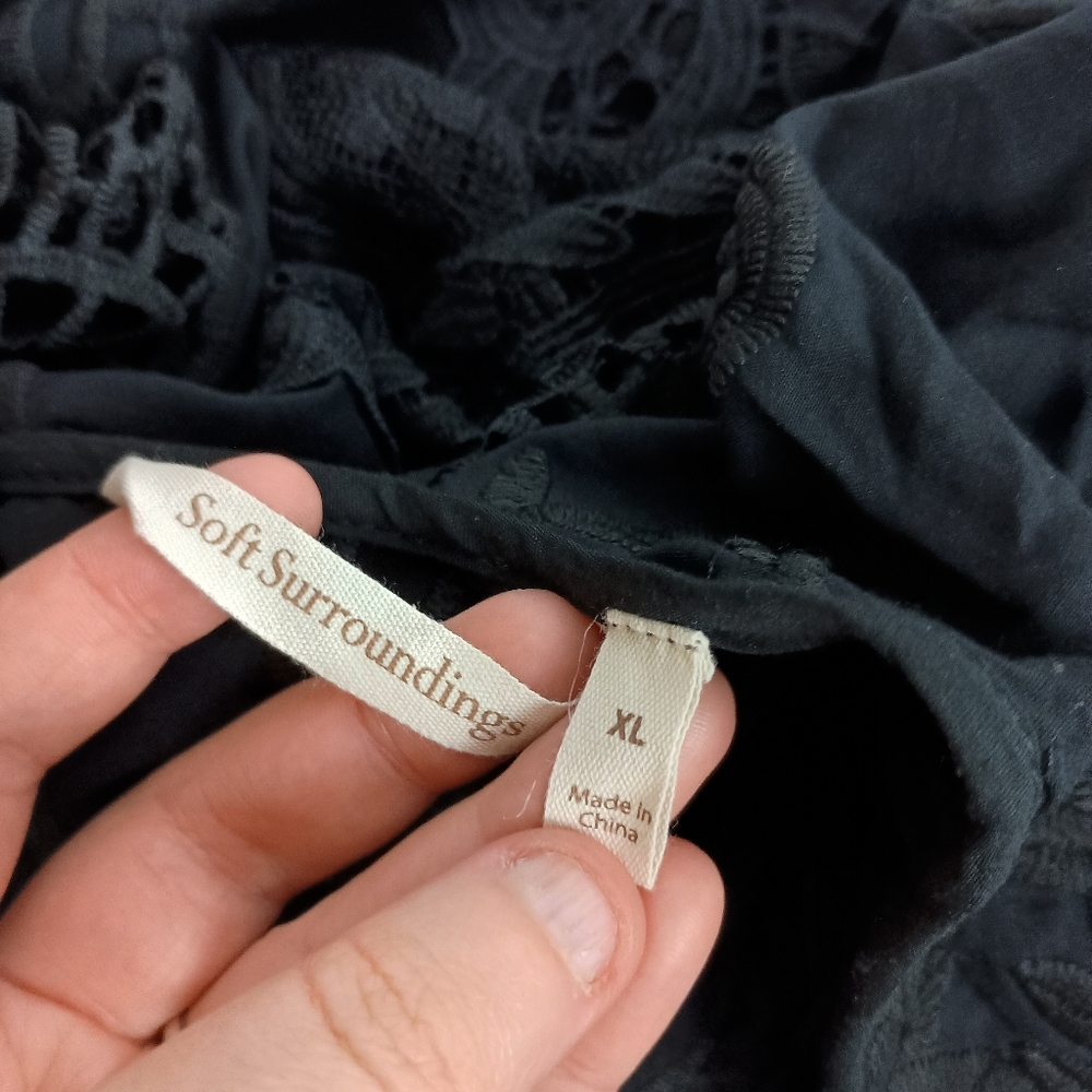 SOFT SURROUNDINGS XL Elegant Whimsigoth‎ Fairycore Grunge Black Lace Blouse - Picture 4 of 8